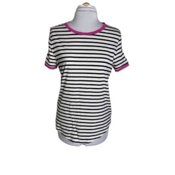 Banana Republic Horizontal Stripe Crew Neck Short Sleeve Signature Tee Size M - Picture 2 of 7